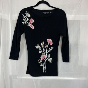 Ziani Couture sheer knit embroidered long sleeve Medium beaded whimsigoth y2k